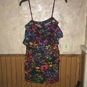 Multi color paint spattered girls romper (14/16)